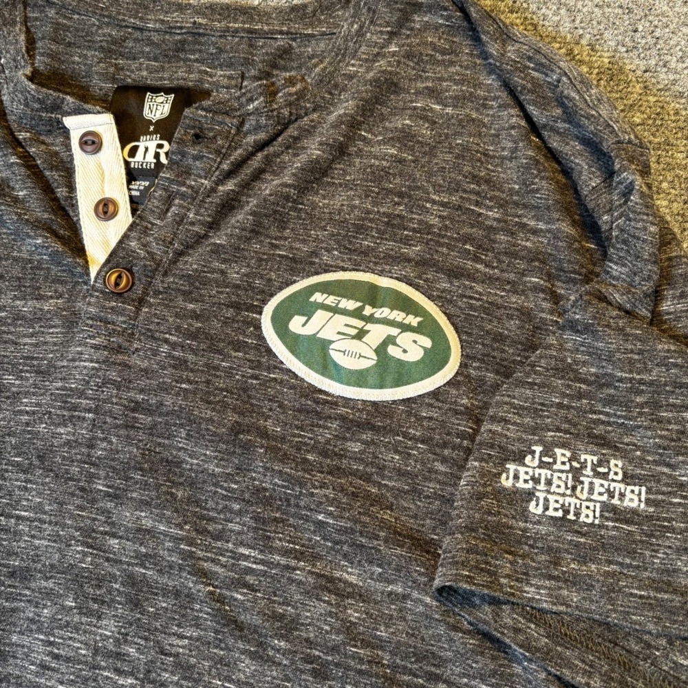 New York Jets NFL Men's 3XL Henley Shirt Darius Rucker Gray Heather Short Sleeve